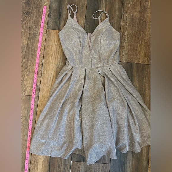 B Darlin Women's Pink Sherri Shine Glittery Fit & Flare Dress Prom Formal - Picture 10 of 10